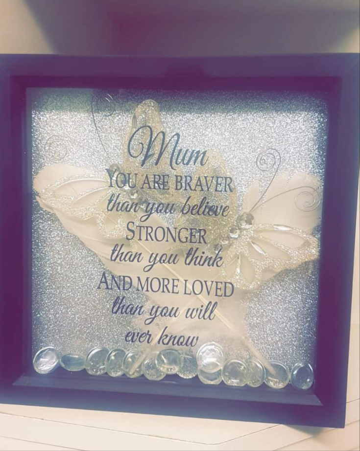 Personalised Butterfly Shadow Box Frame | Mum Inspirational Quote Keepsake