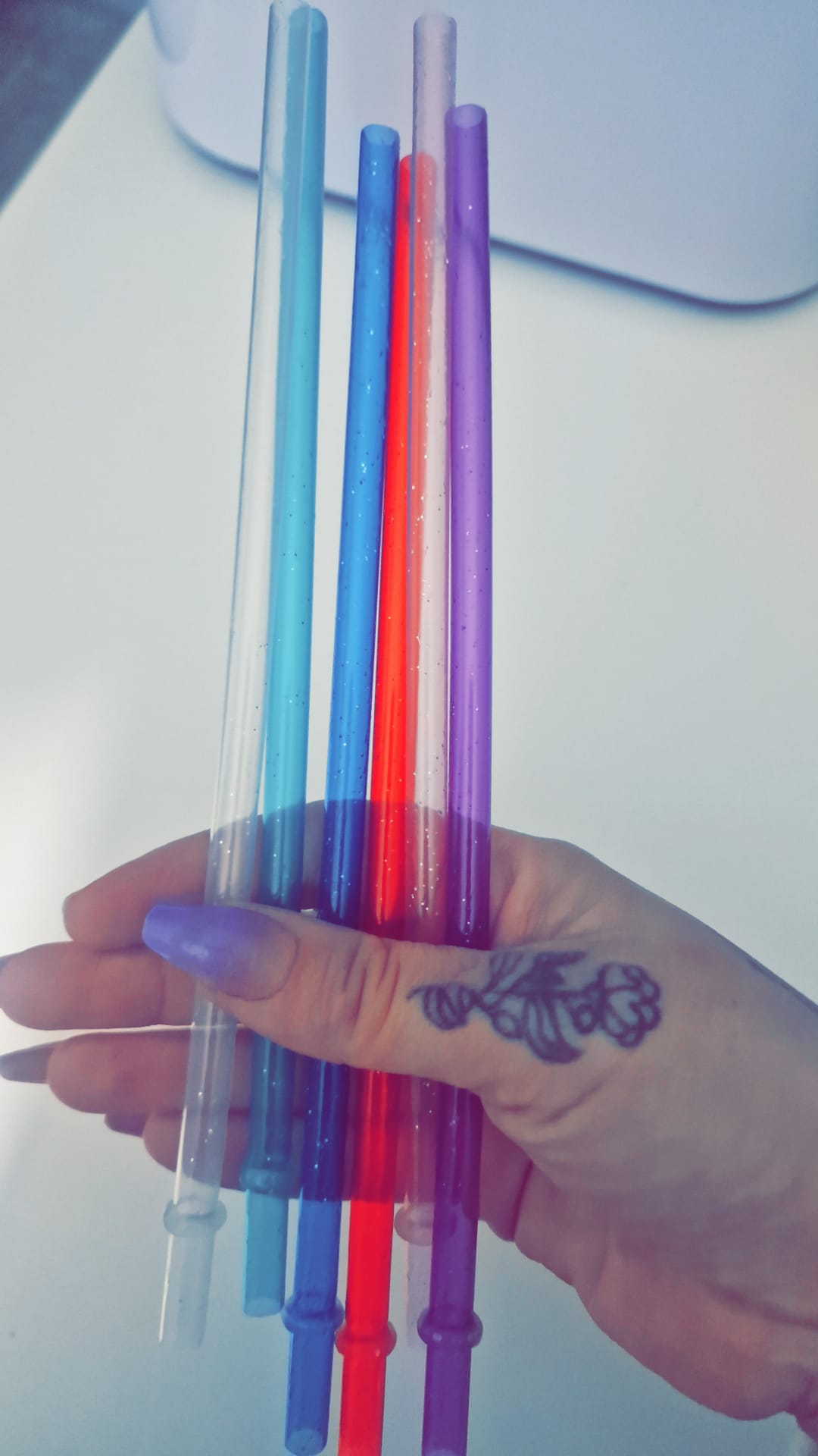 Reusable Glitter Plastic Straws | Fits 20oz Tumblers | Assorted Colours