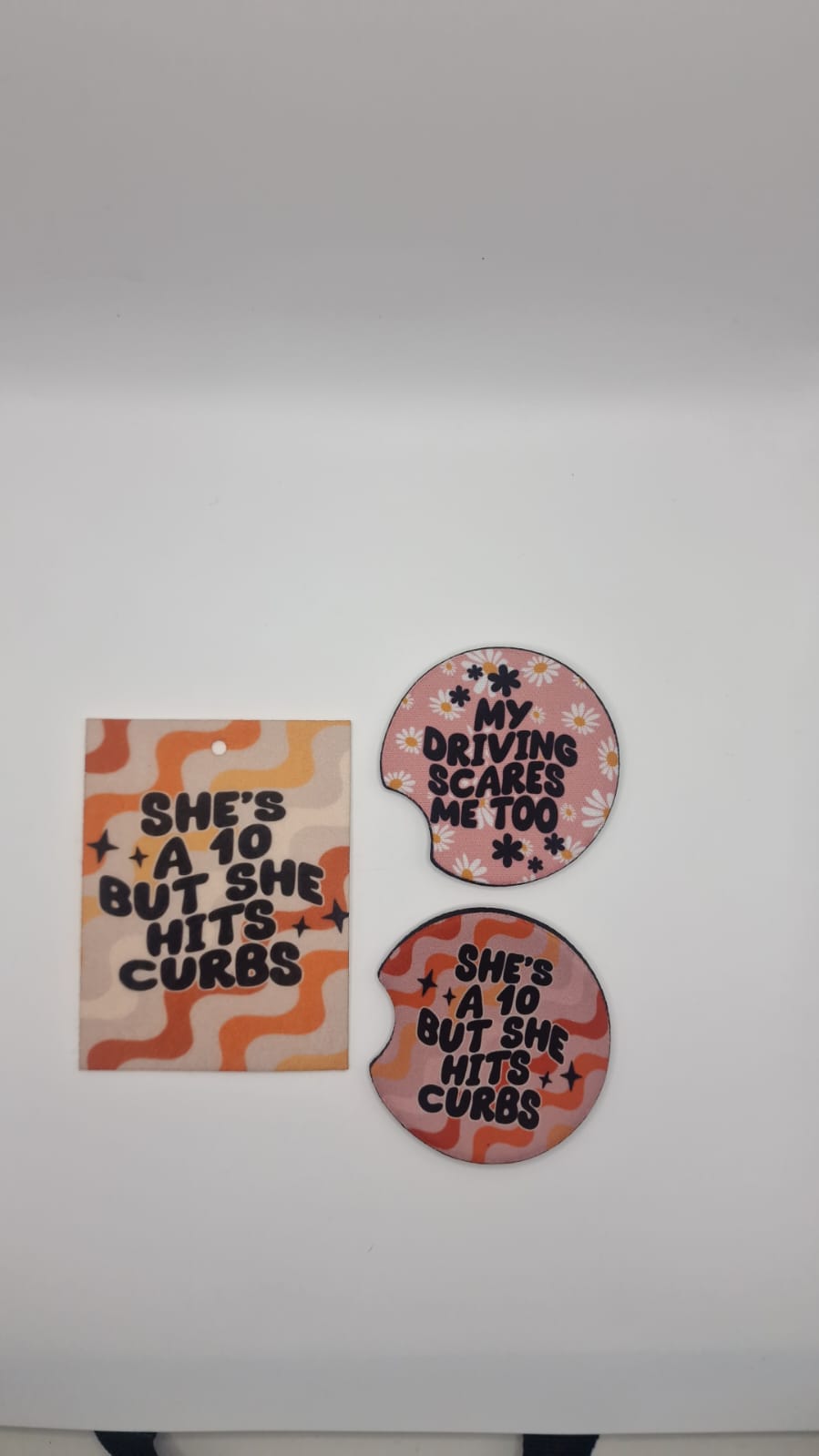 Girly Cute Funny Car Coasters (2 pack) + Air Freshener