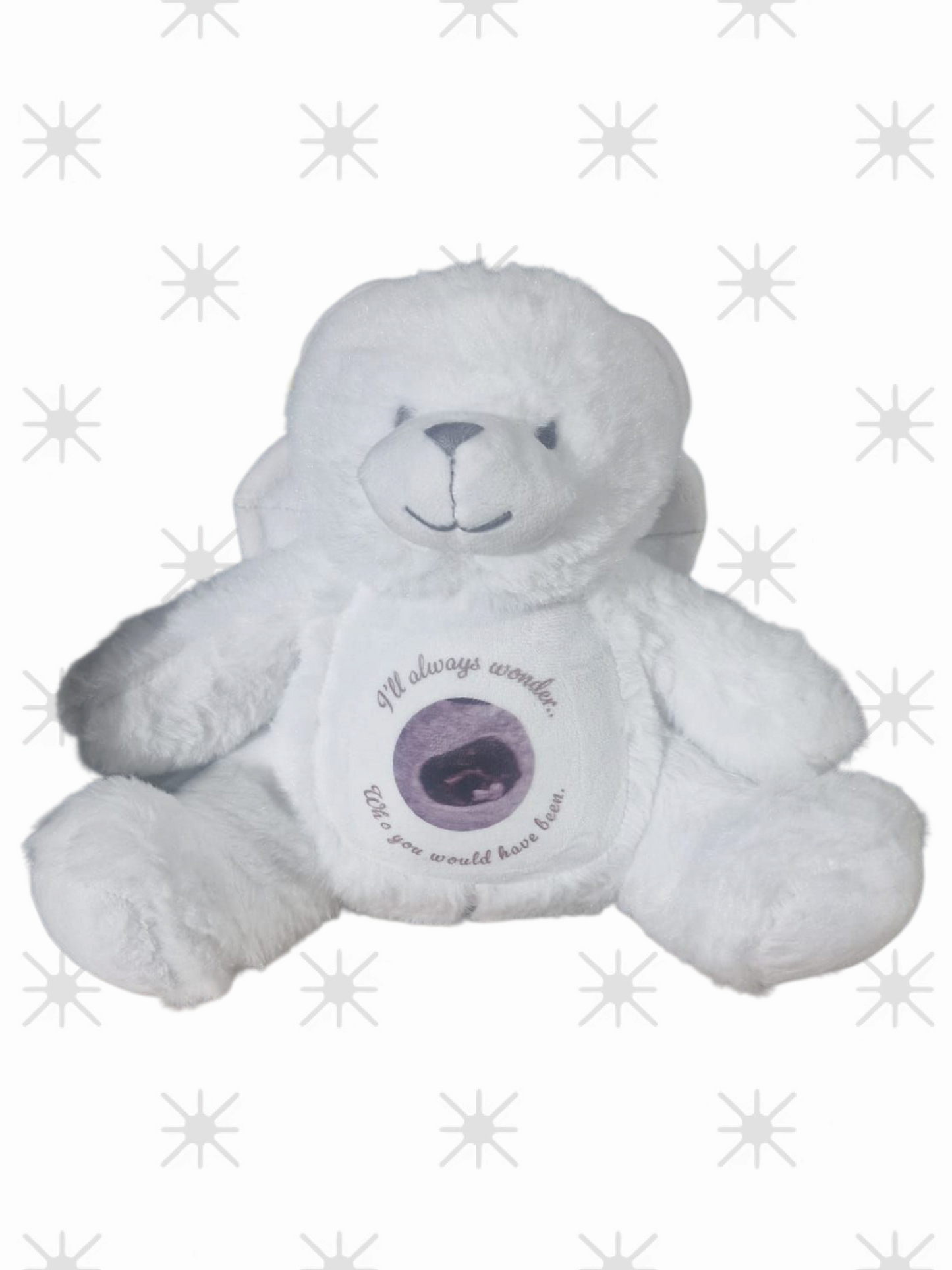 Memorial Keepsake Angel Bear With Wings- Personalised - Photo - Text - Small