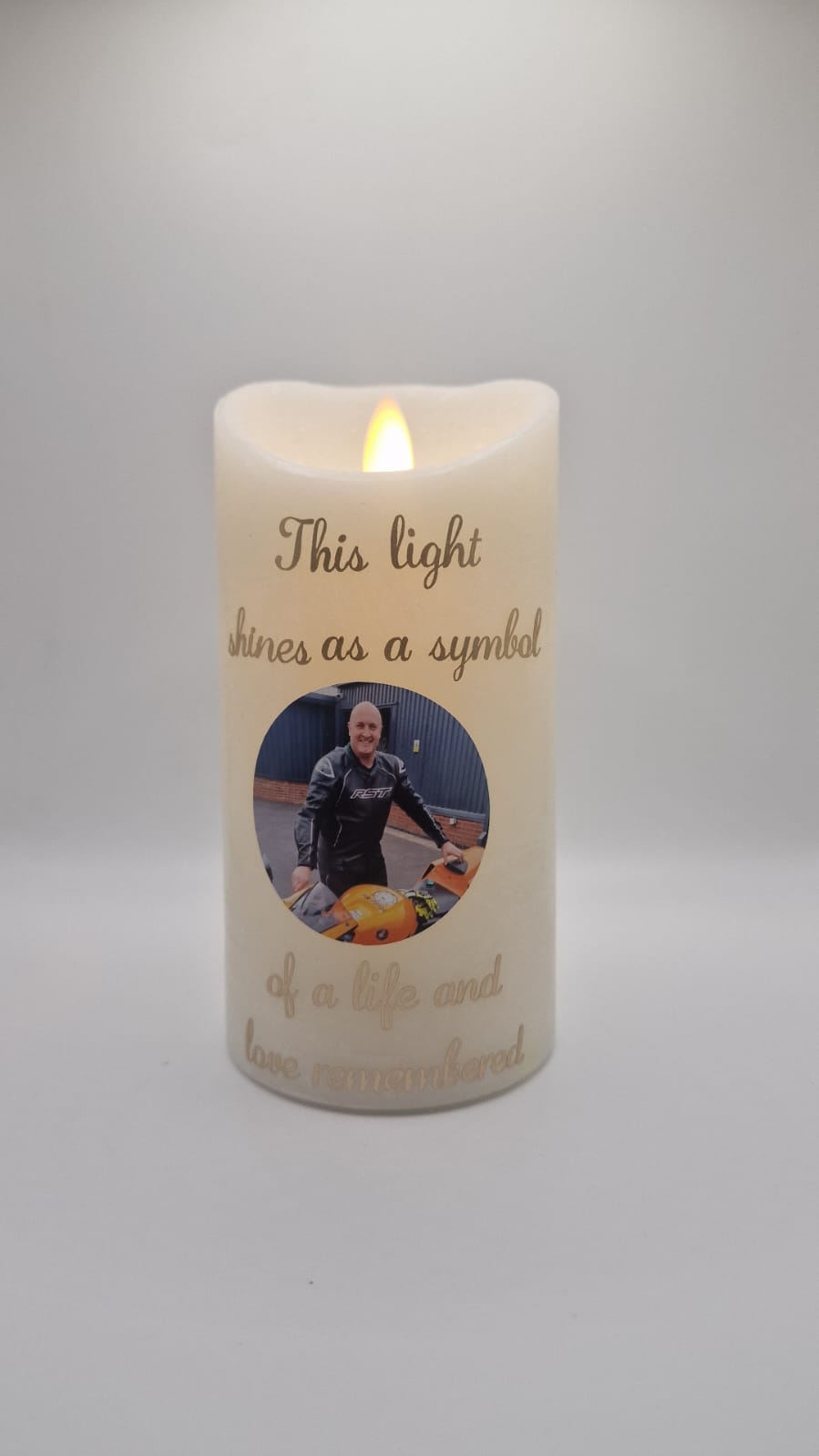 Personalised Memorial flickering flame candle