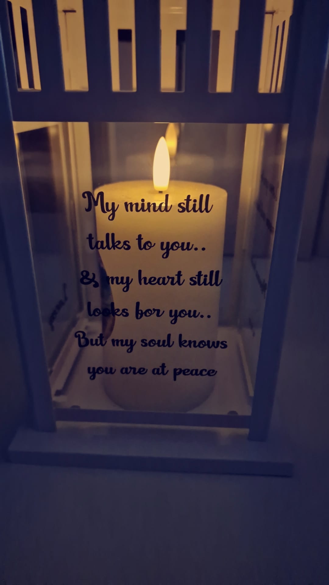 Memorial lantern missed loved one with candle
