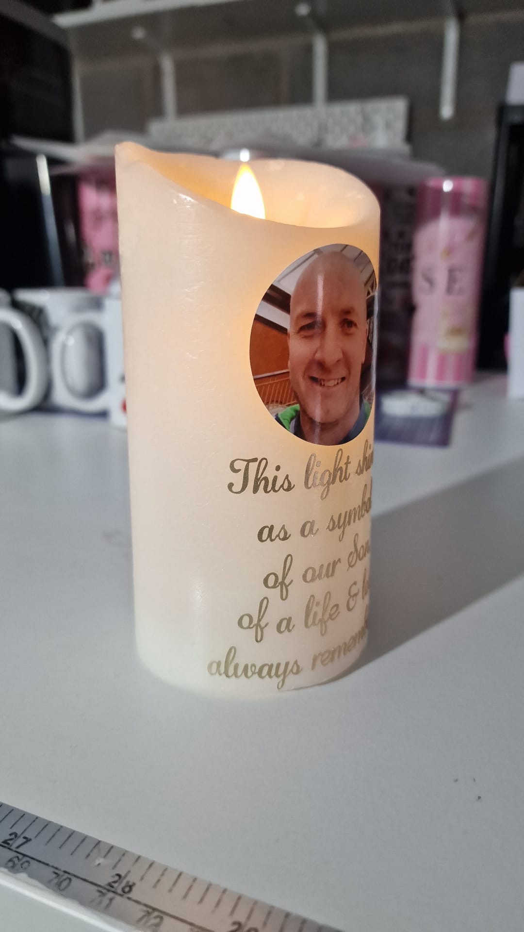 Personalised Memorial Flickering Flame Candle