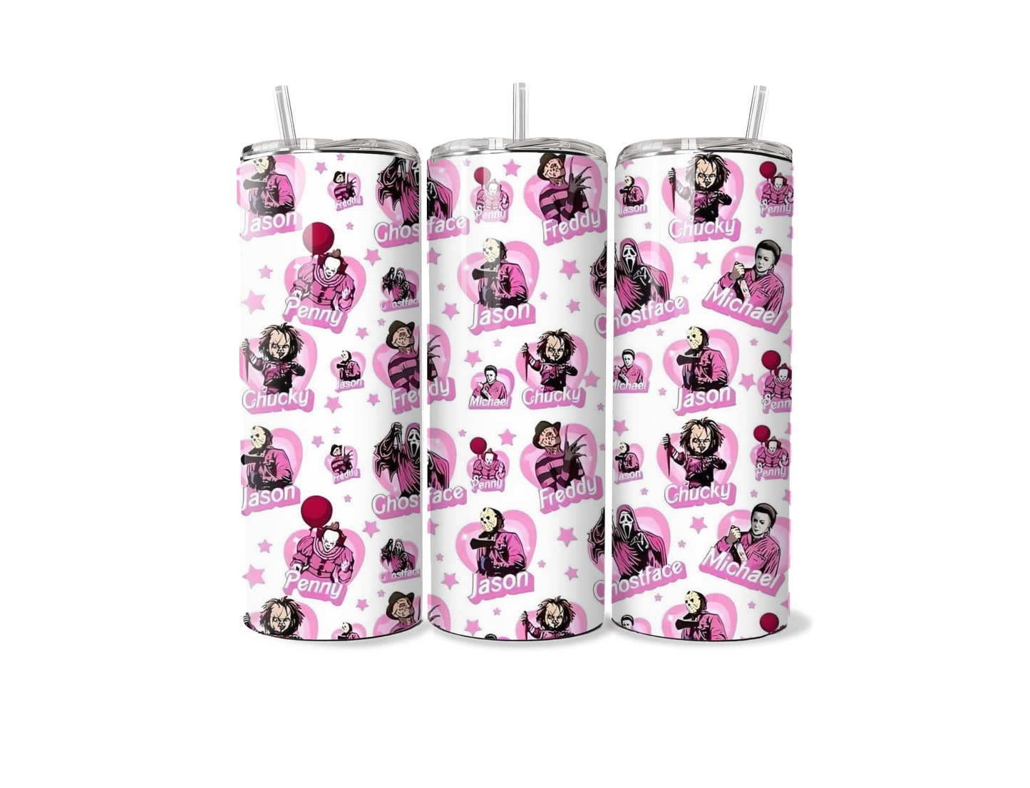 Pink Spooky Horror Icons 20oz Tumbler | Cute Gothic Horror Aesthetic Cup