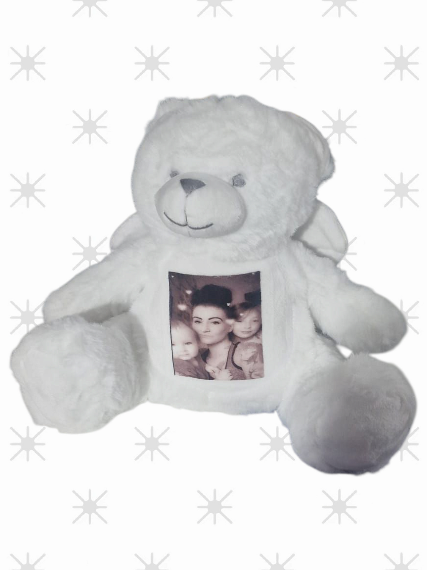 Memorial Keepsake Angel Bear With Wings- Personalised - Photo - Text - Small