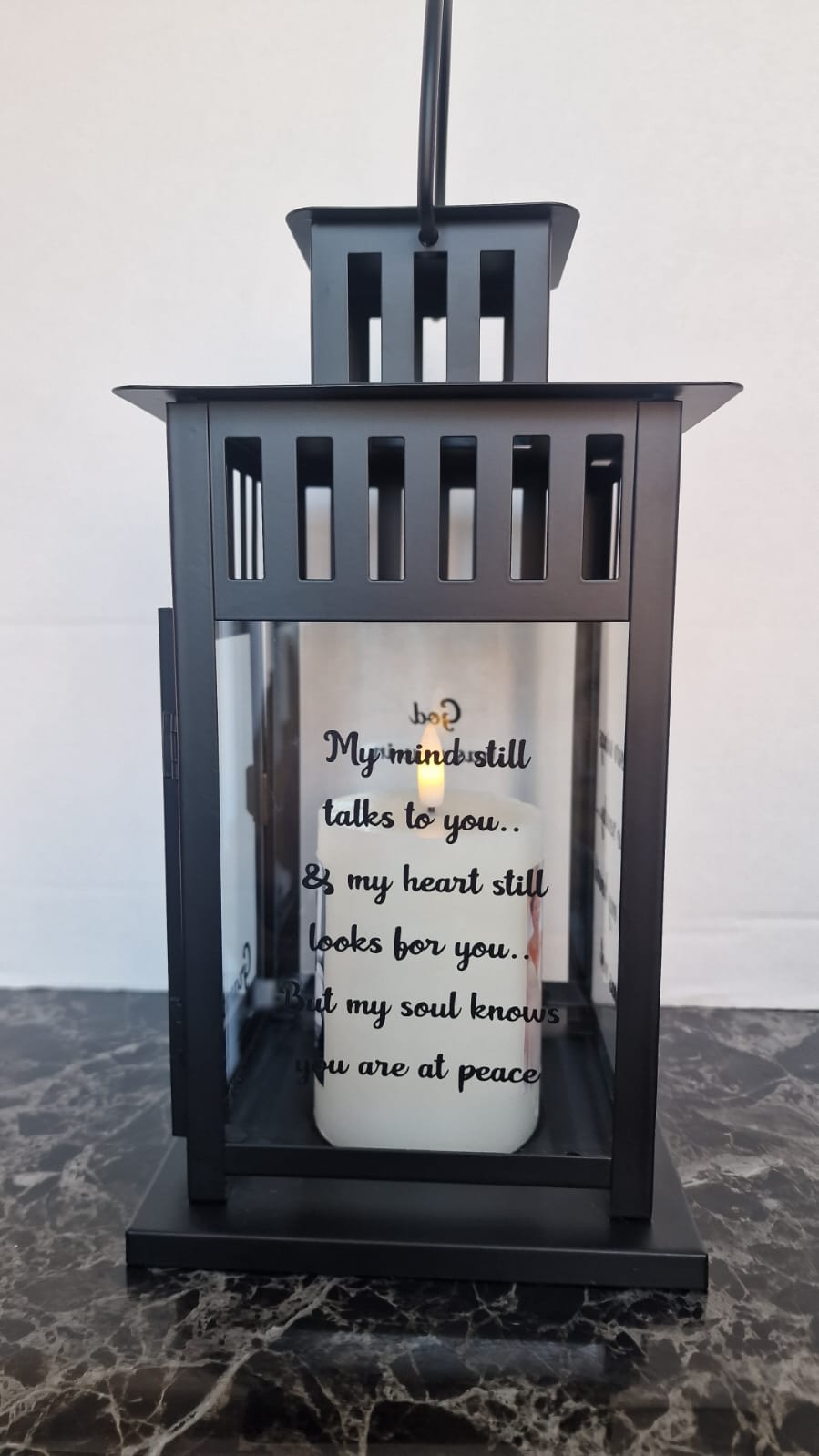 Memorial lantern missed loved one with candle