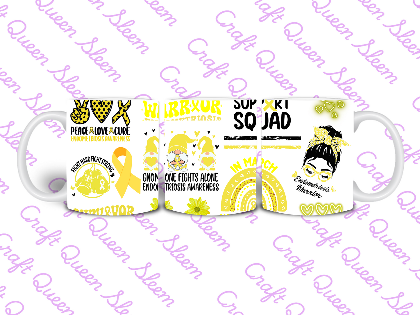 Endometriosis Awareness Mug | Yellow Ribbon Warrior Cup