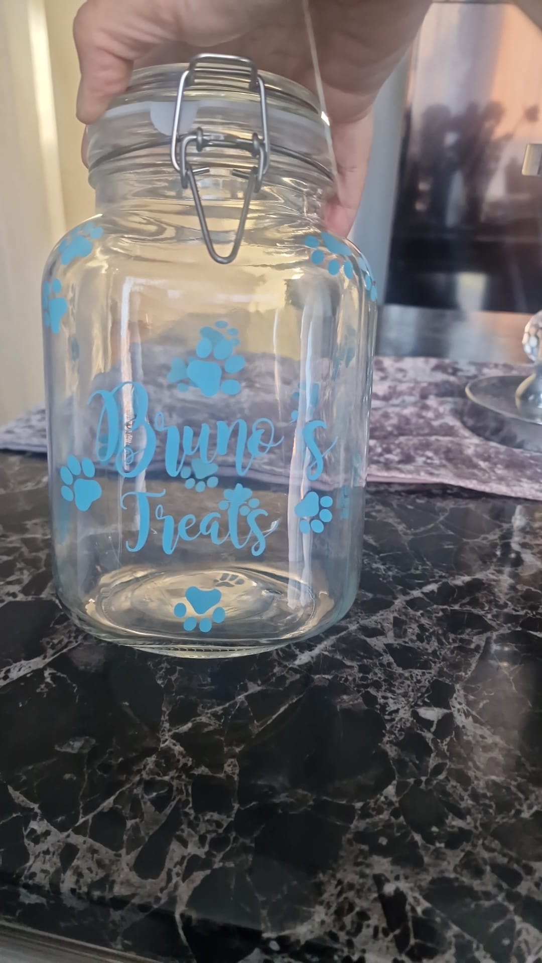 Pet Personalised Treats Jar - Paw Prints Small and Large