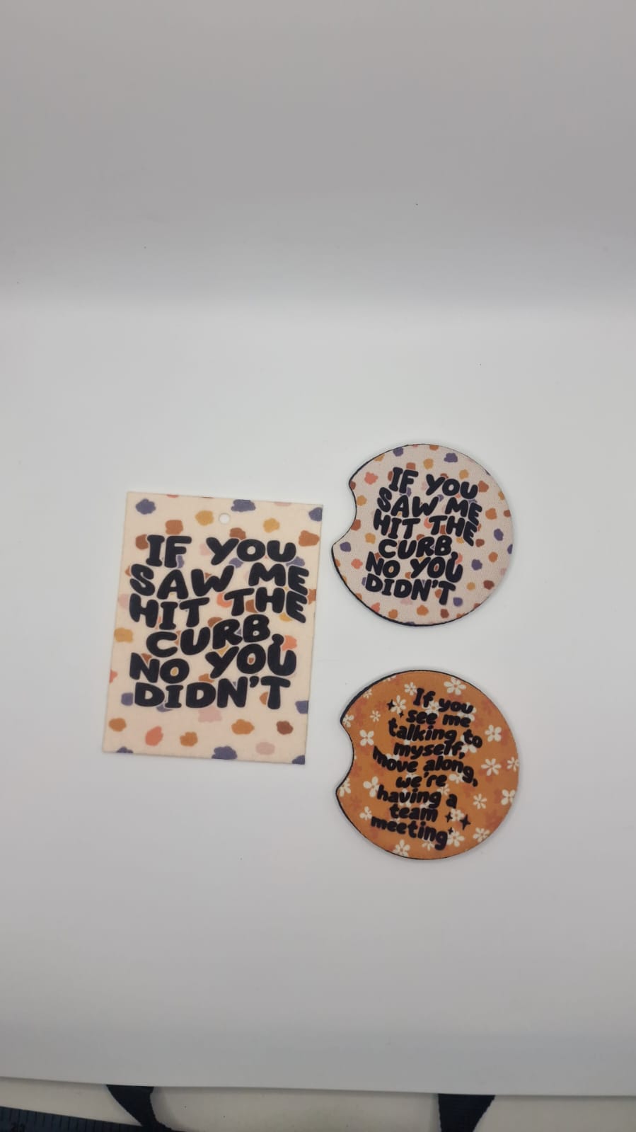 Girly Cute Funny Car Coasters (2 pack) + Air Freshener
