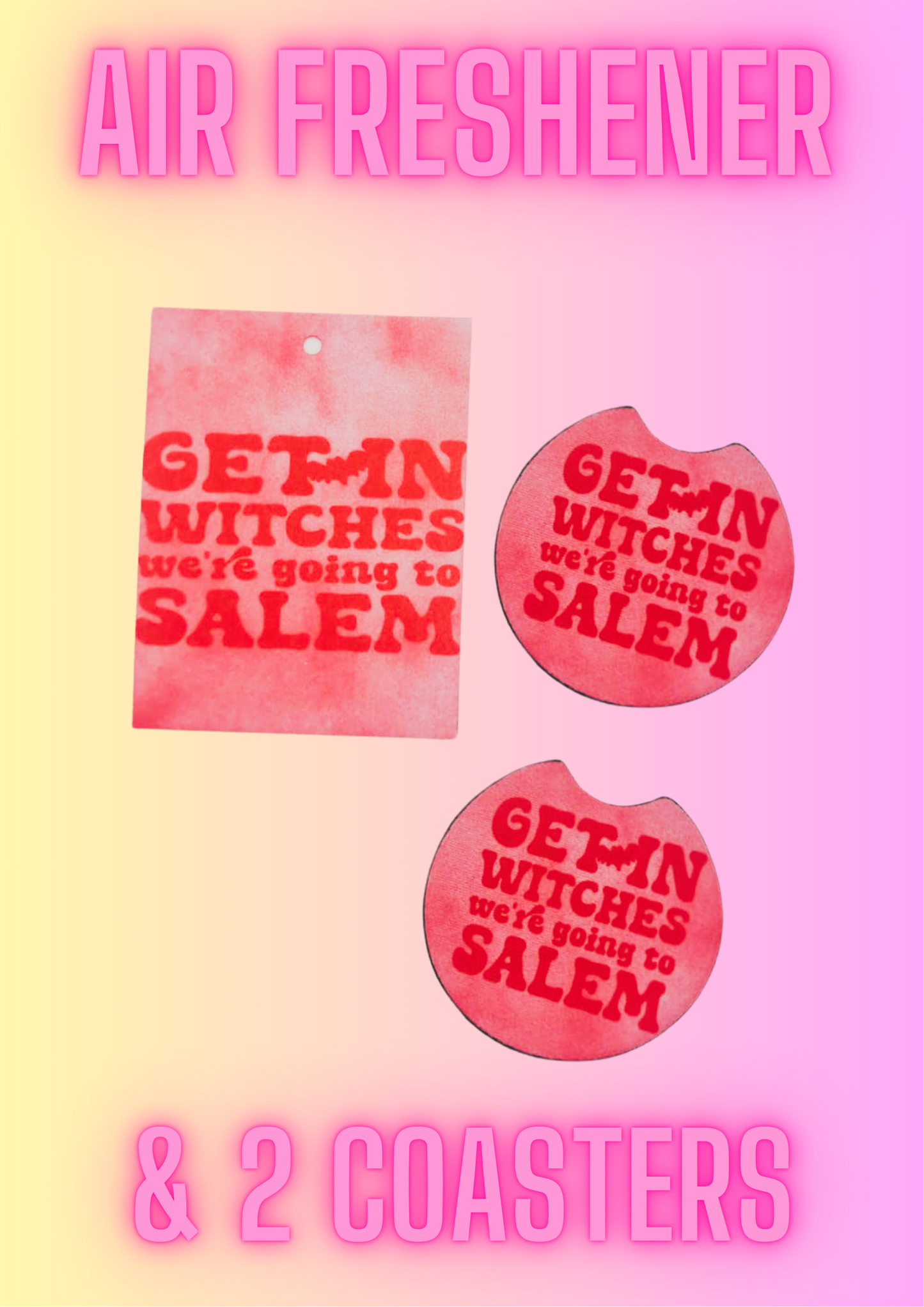 Girly Cute Funny Car Coasters (2 pack) + Air Freshener