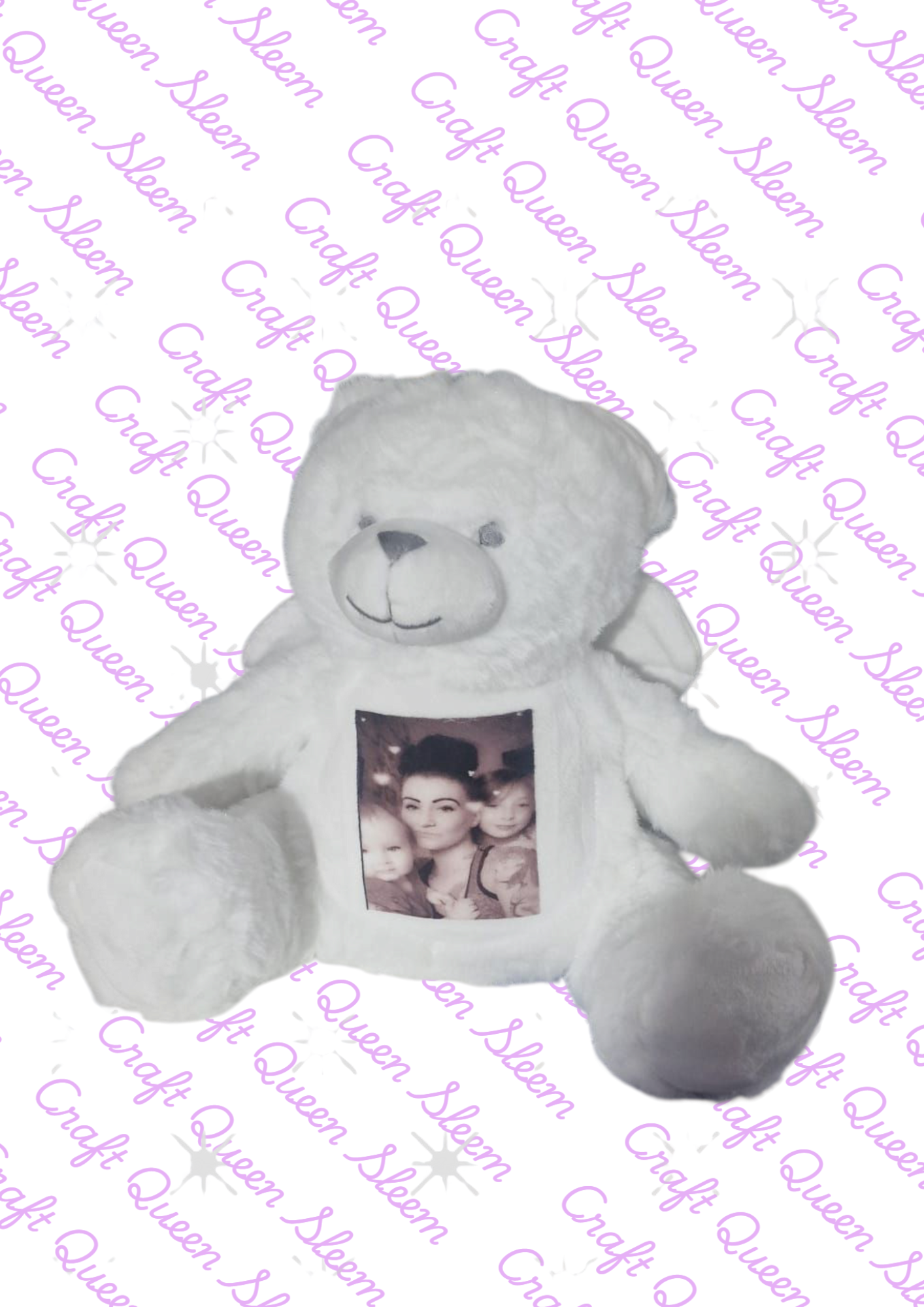 Memorial Keepsake Angel Bear With Wings- Personalised - Photo - Text - Small