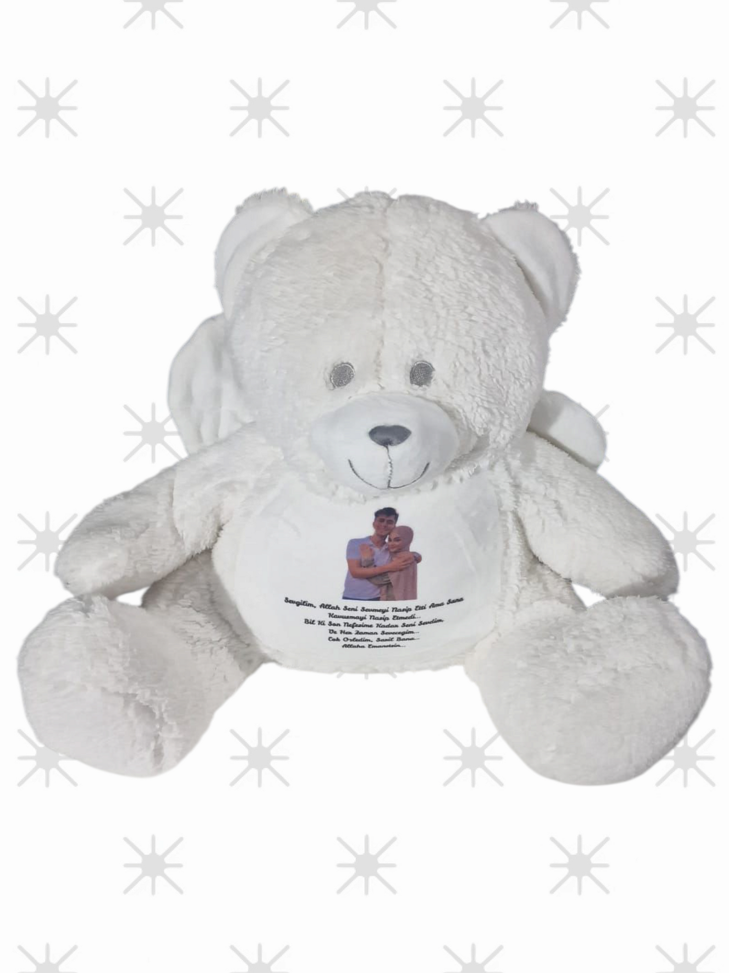 Memorial Keepsake Angel Bear With Wings - Personalised- Photo - Text -Large