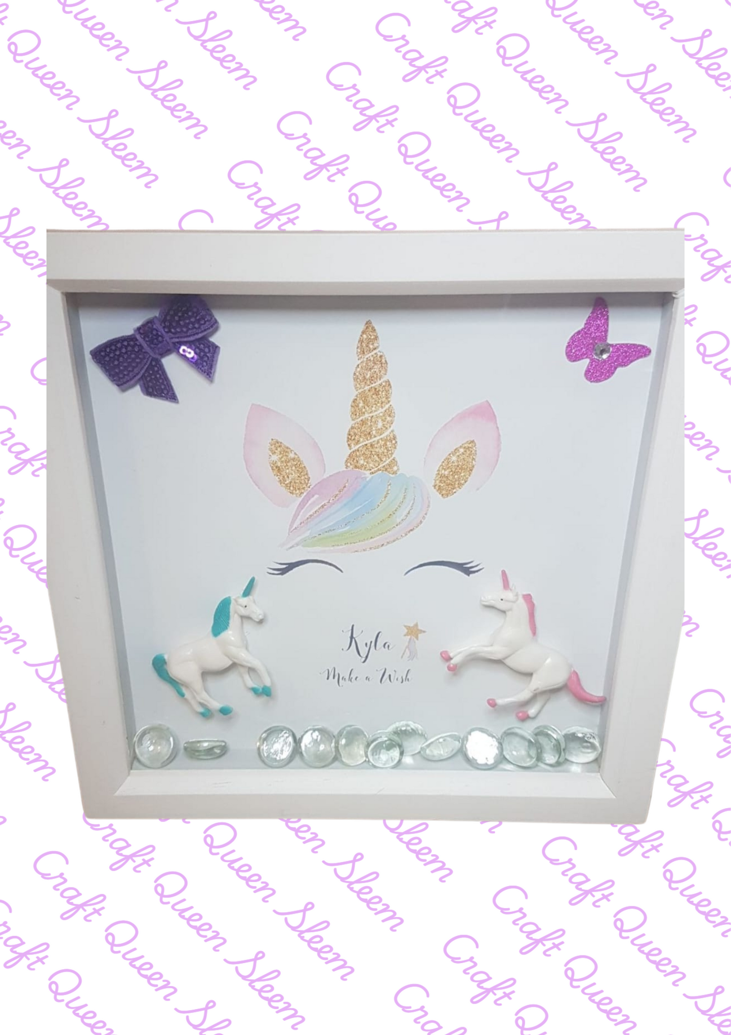 Personalised Unicorn Shadow Box Frame | Custom Name Keepsake | Nursery & Kids Gift