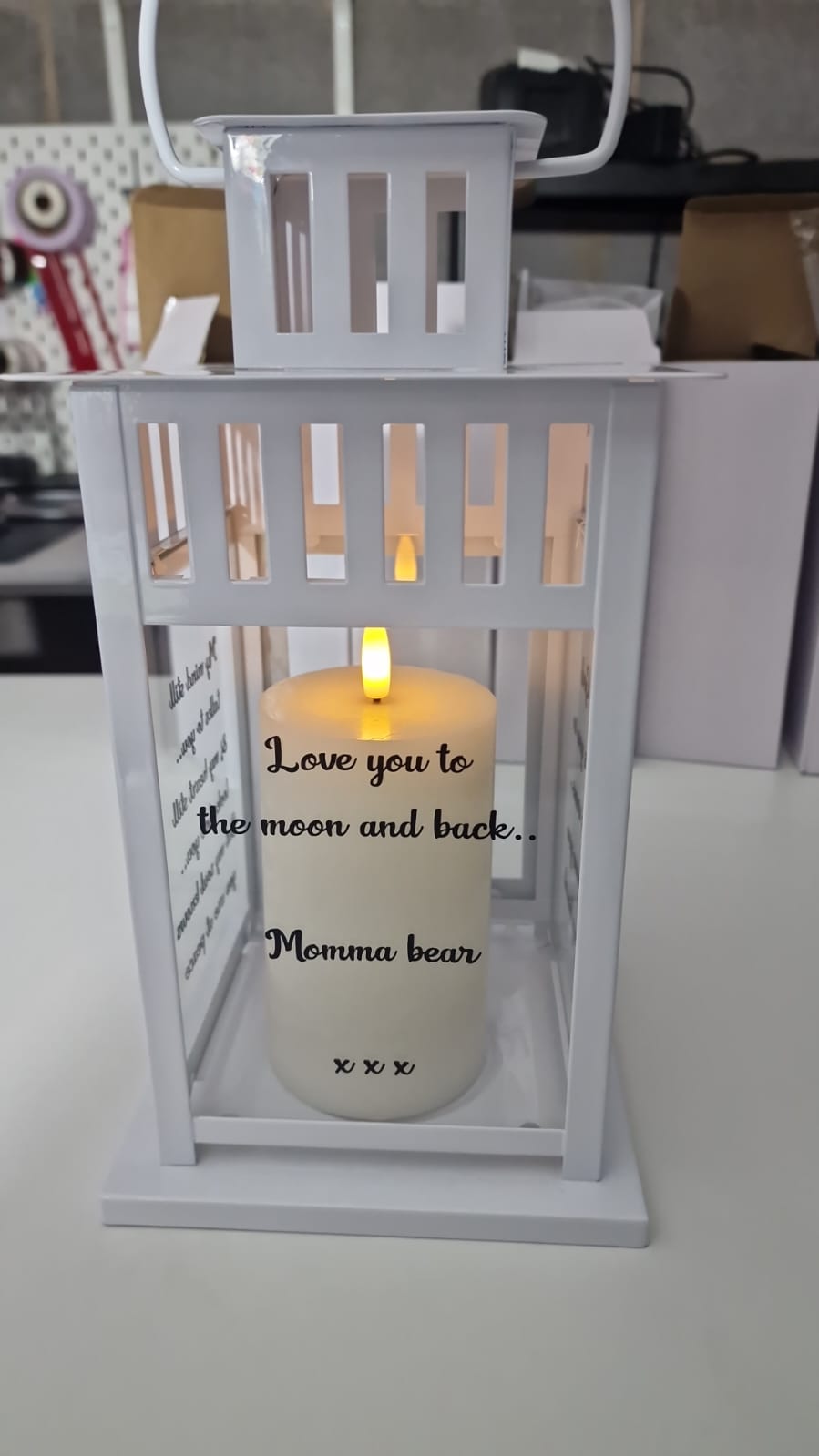 Memorial lantern missed loved one with candle