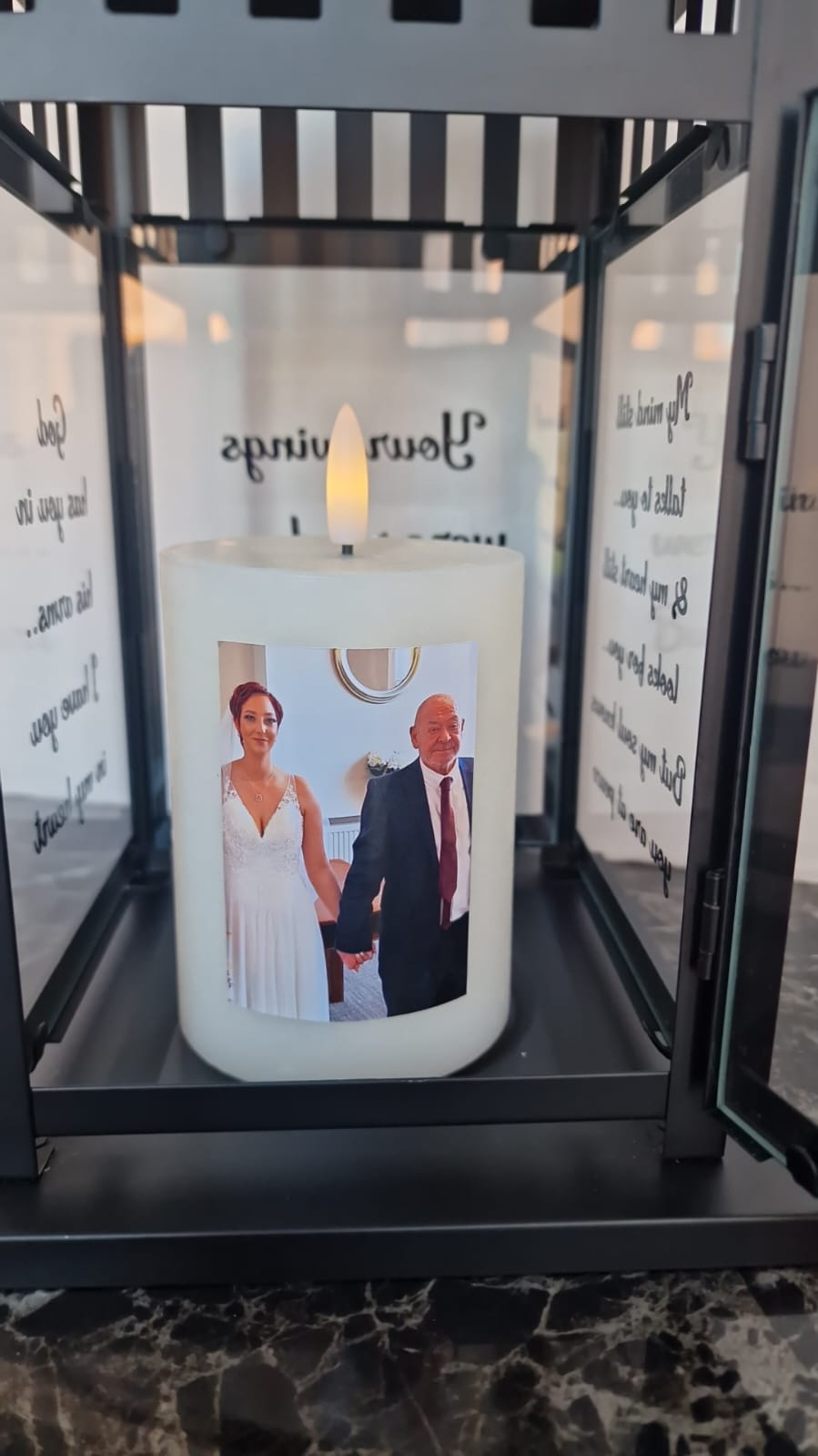 Memorial lantern missed loved one with candle