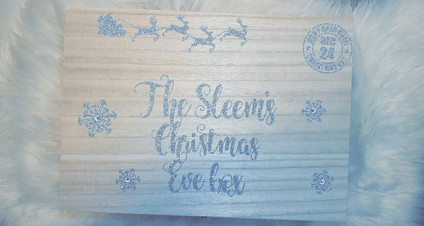 Christmas Eve Wooden Personalised Family Child Children Box - Christmas Decoration- Father Christmas