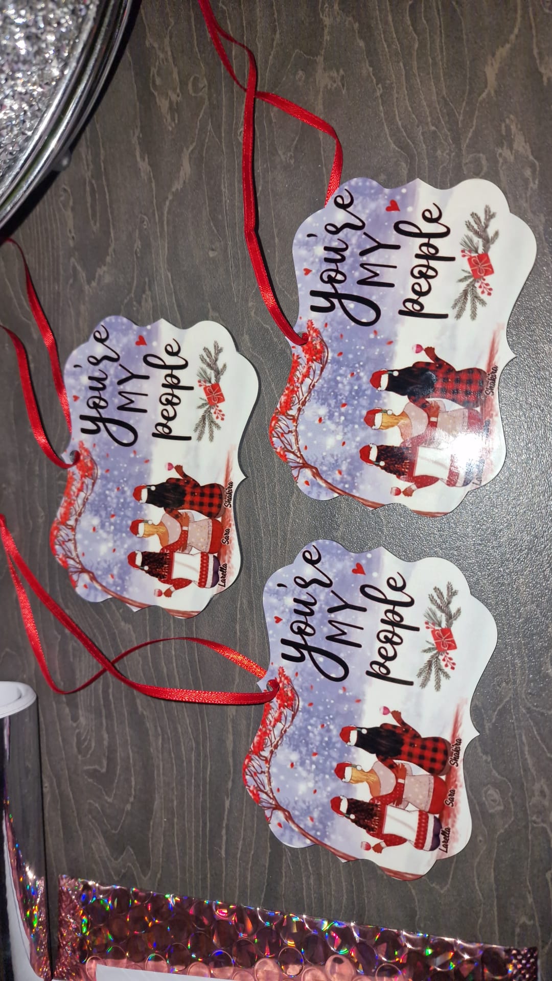 Personalised Christmas Tree Decorations - Square Circle Heart