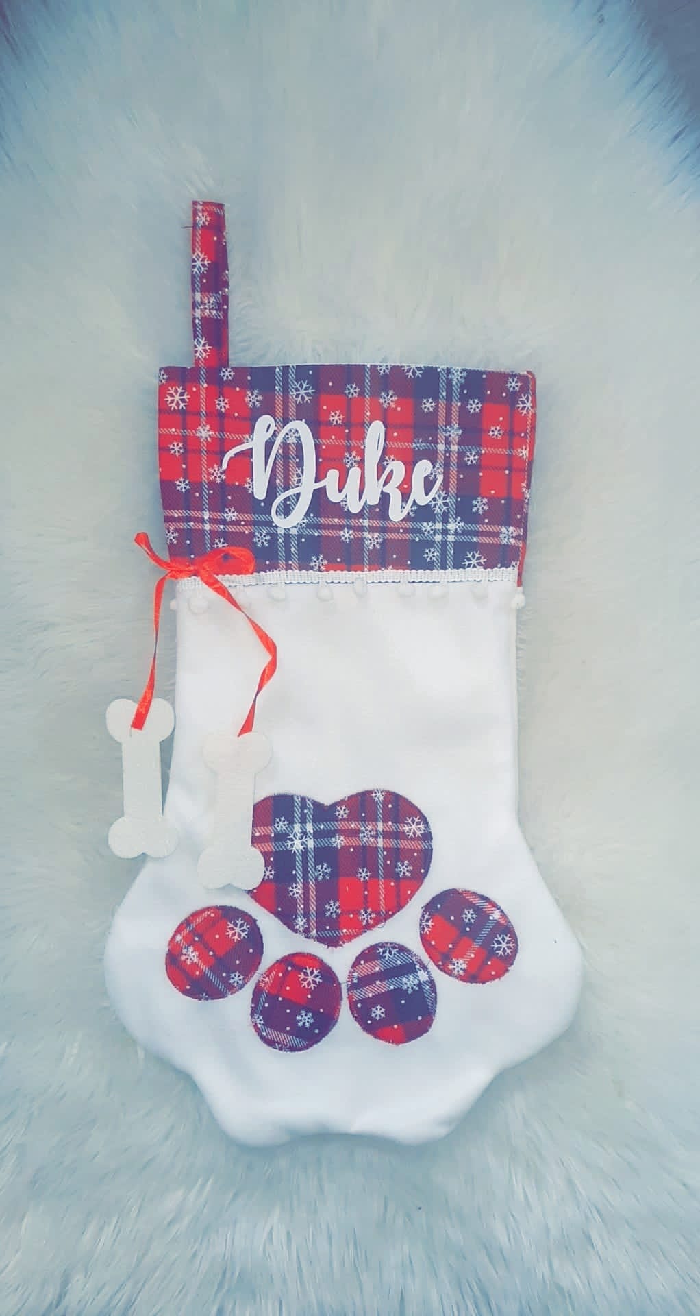 Personalised Pet Christmas Stocking | Dog Paw Print Stocking