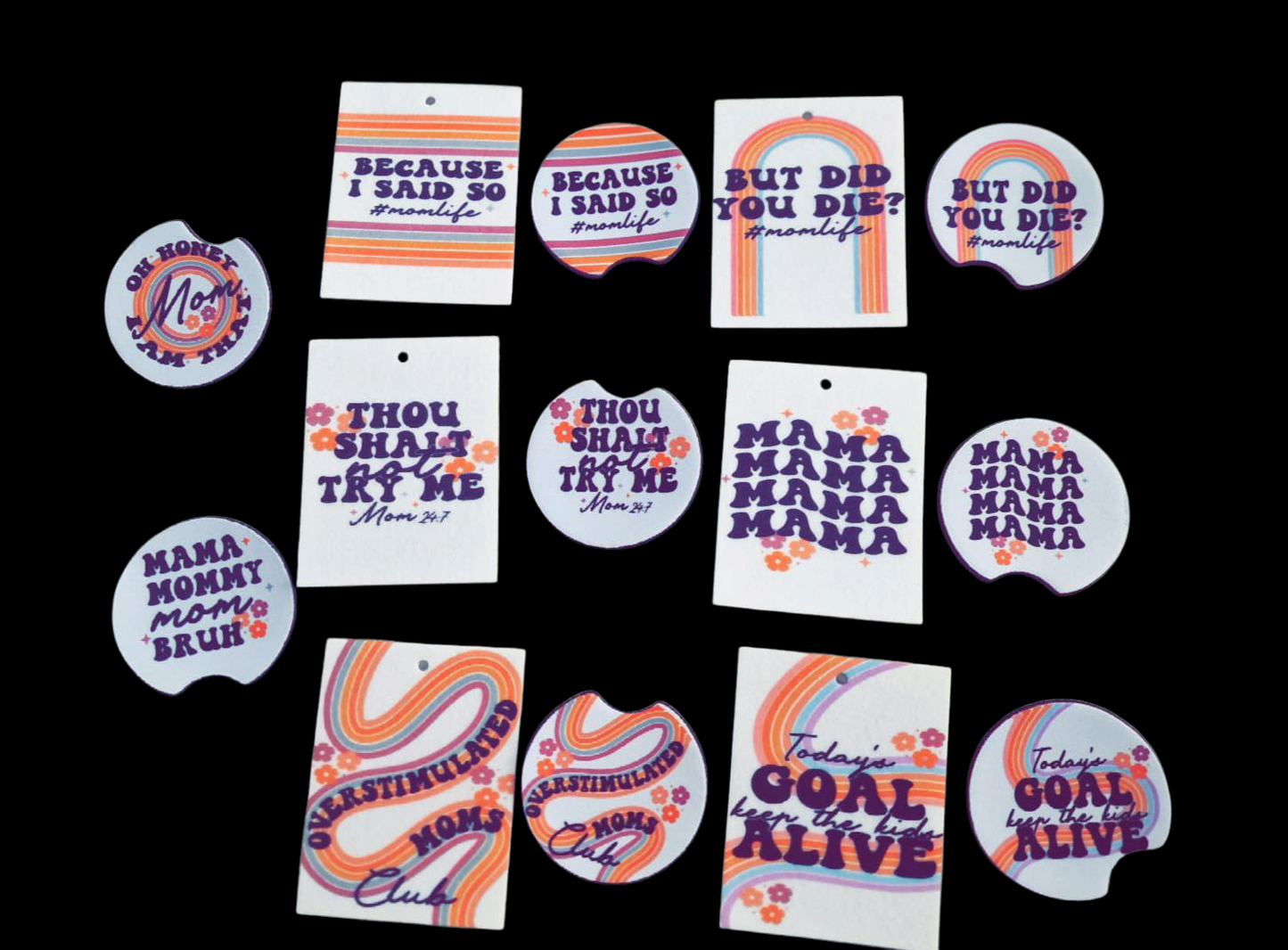 Girly Cute Funny Car Coasters (2 pack) + Air Freshener