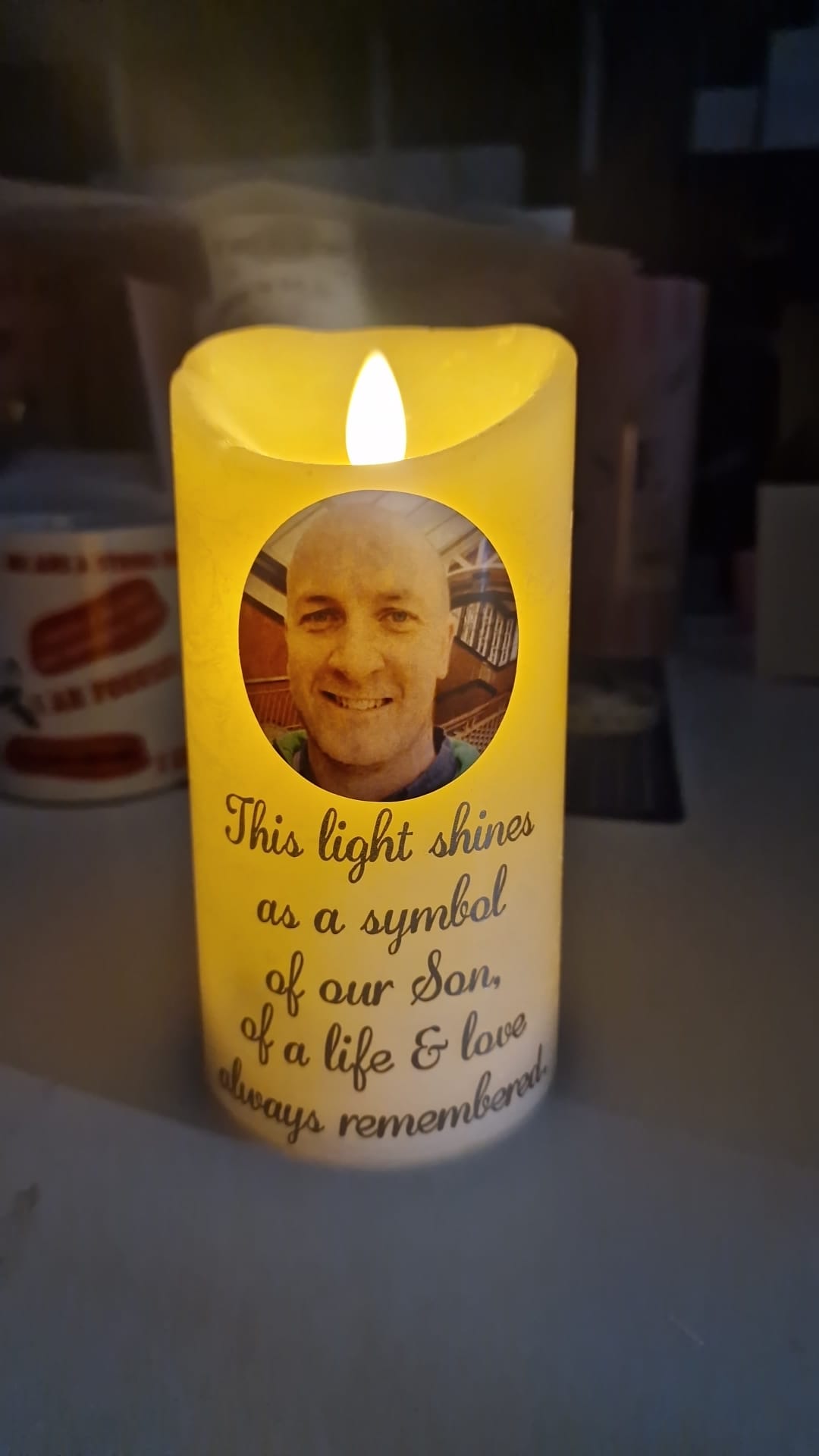Personalised Memorial Flickering Flame Candle