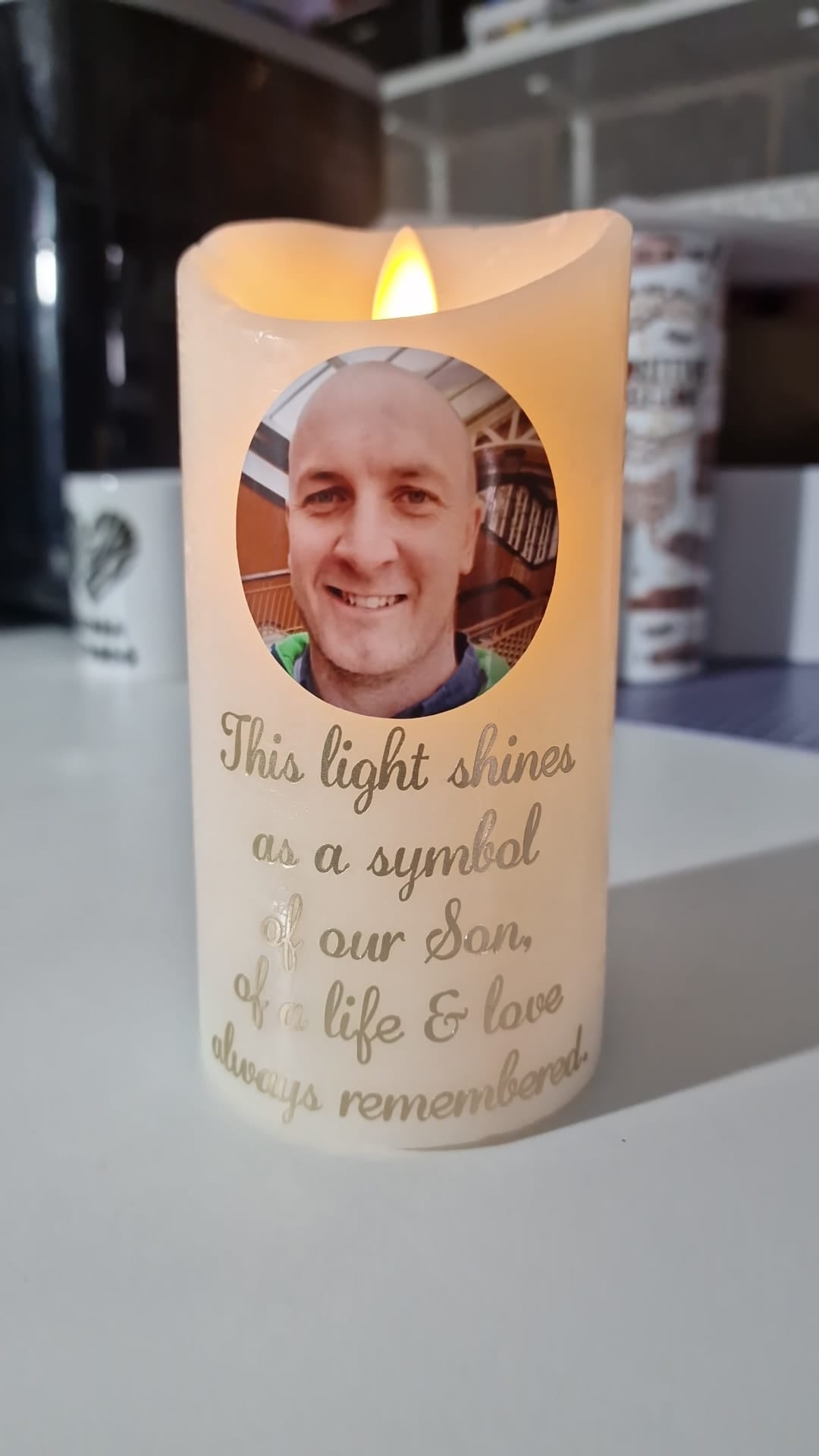 Personalised Memorial Flickering Flame Candle