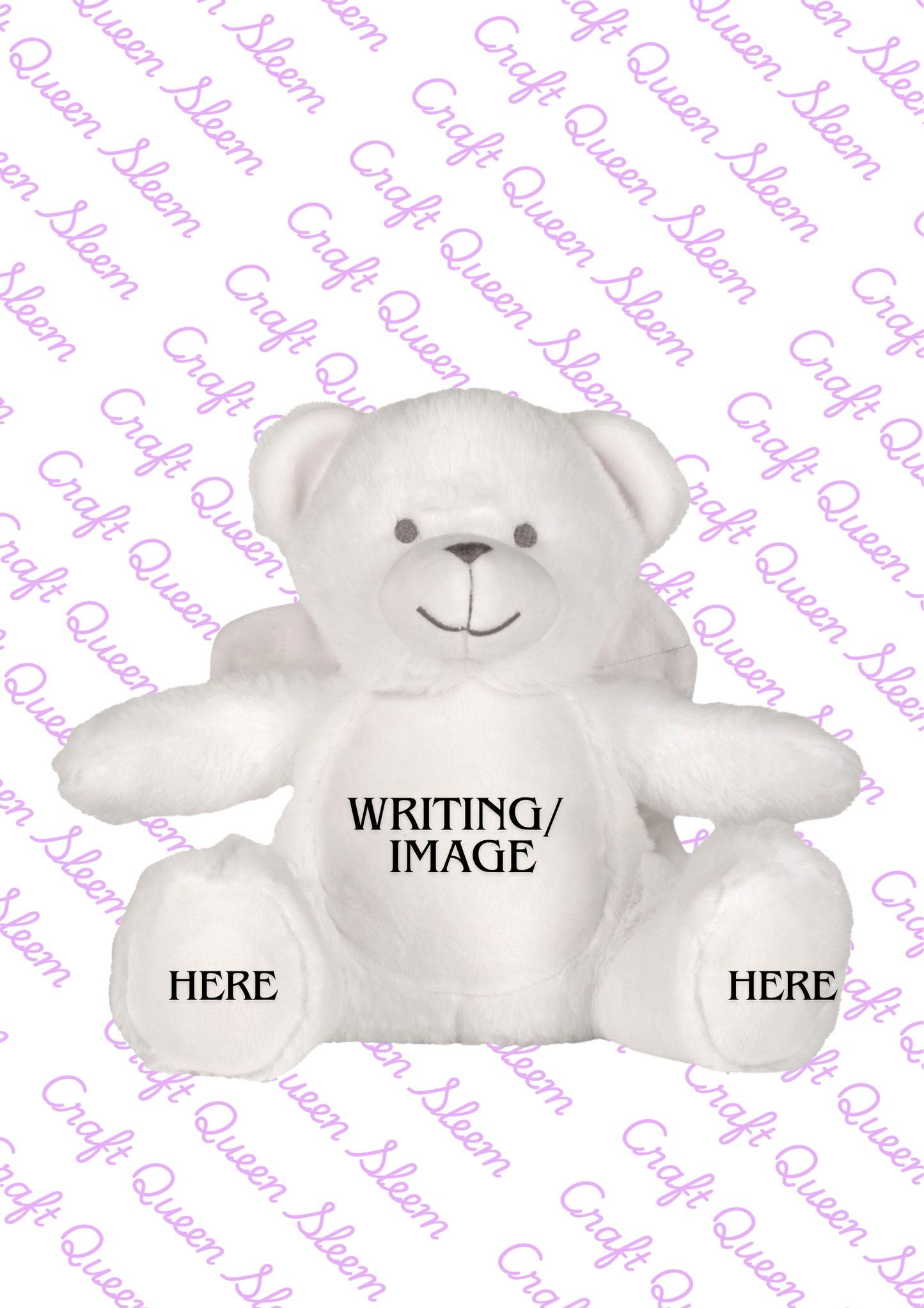 Memorial Keepsake Angel Bear With Wings- Personalised - Photo - Text - Small