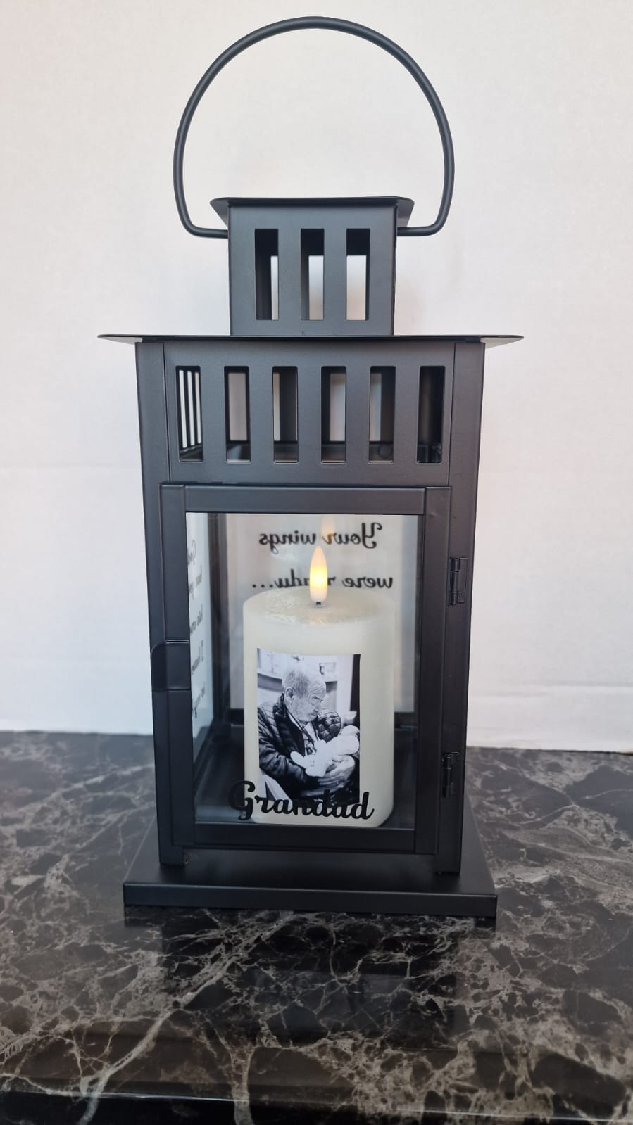 Memorial lantern missed loved one with candle