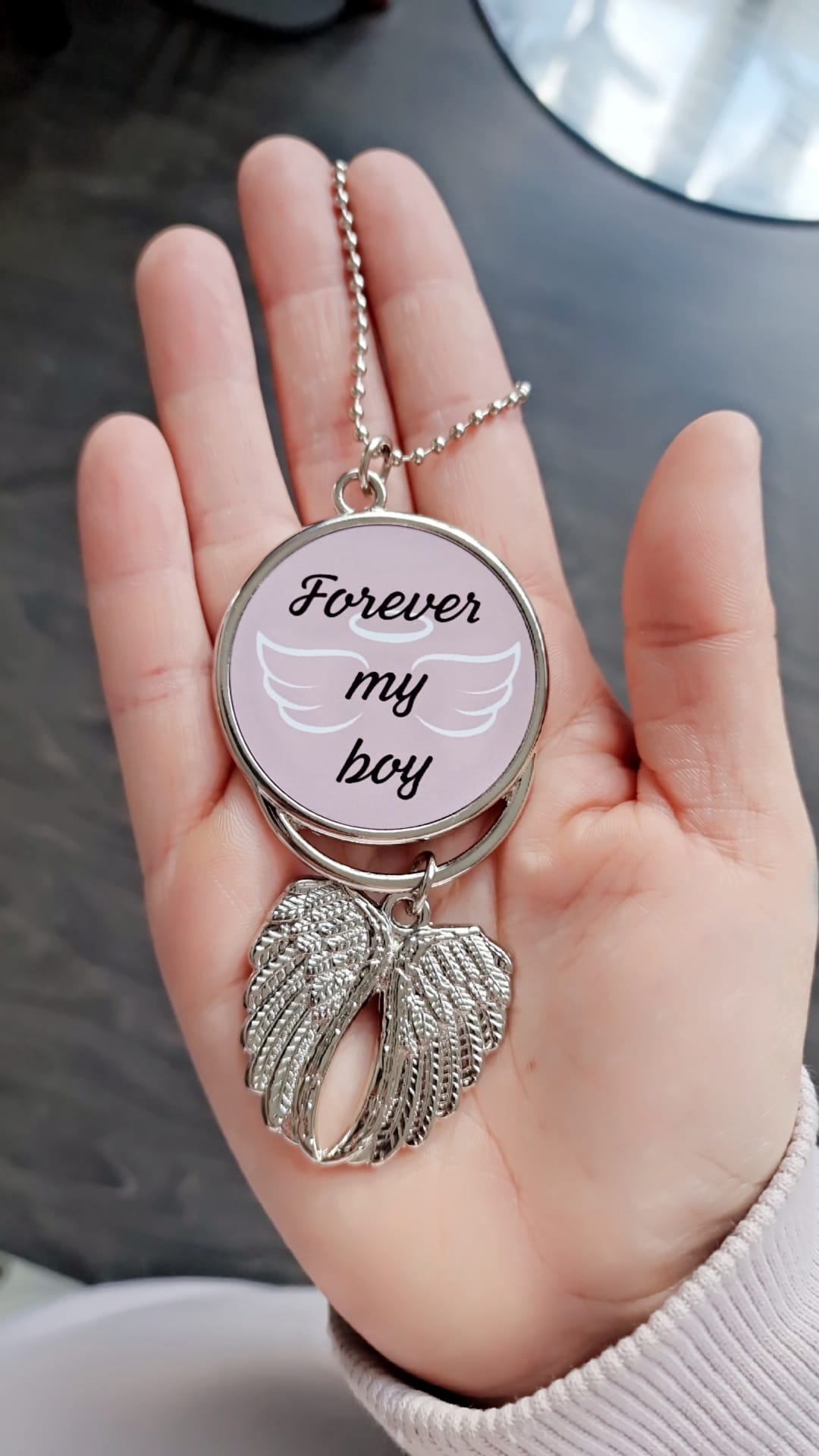 Personalised Photo Memorial Keyring | Angel Wings or Hands Heart Keepsake
