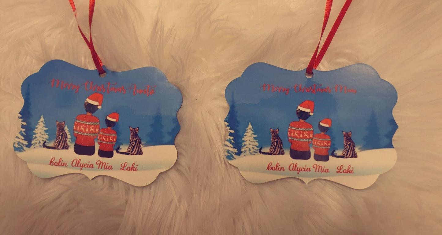Personalised Christmas Tree Decorations - Square Circle Heart
