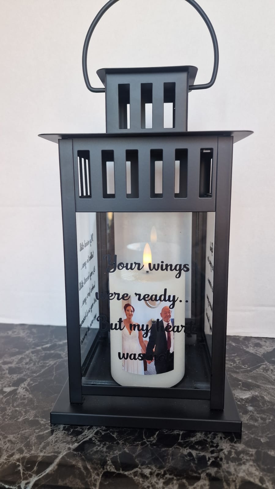 Memorial lantern missed loved one with candle