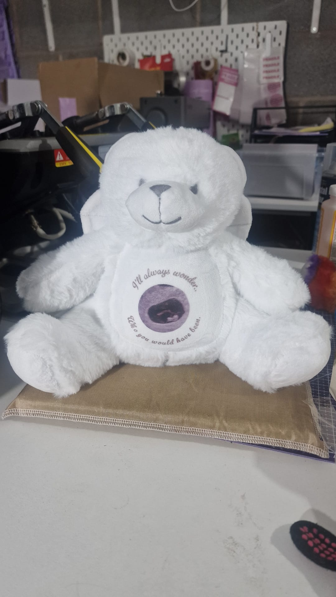 Memorial Keepsake Angel Bear With Wings- Personalised - Photo - Text - Small