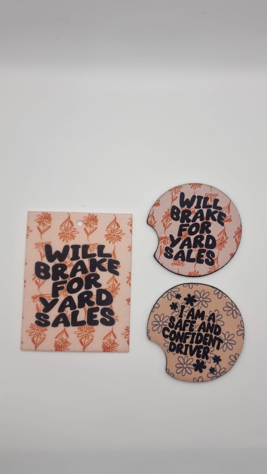 Girly Cute Funny Car Coasters (2 pack) + Air Freshener