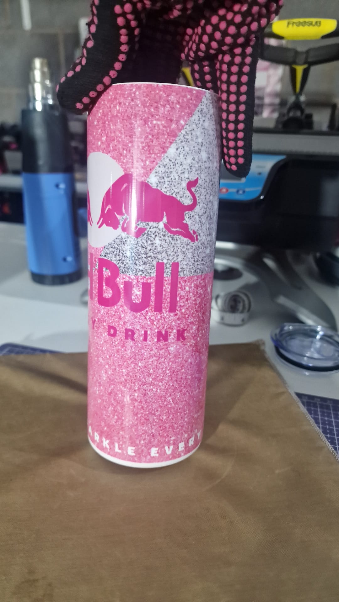 Energy Drink 20oz Tumbler - Pink Silver