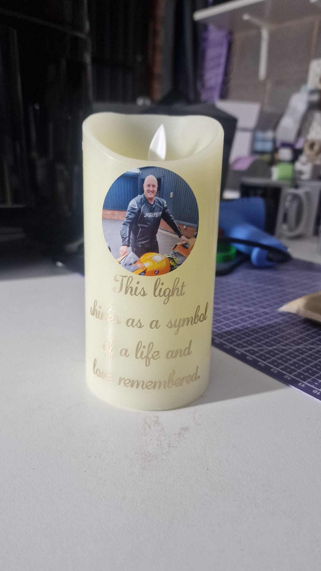 Personalised Memorial Flickering Flame Candle
