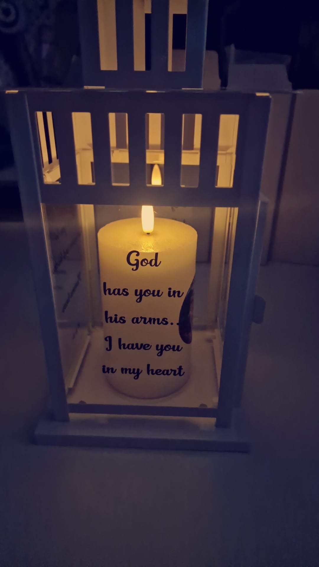 Memorial lantern missed loved one with candle