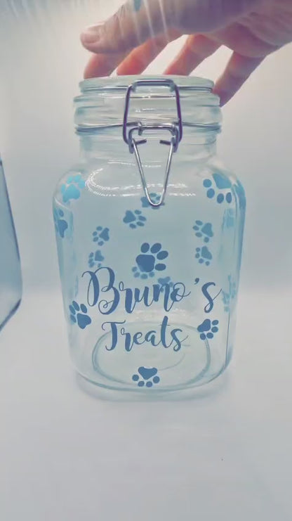 Pet Personalised Treats Jar - Paw Prints Small and Large