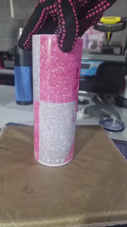 Energy Drink 20oz Tumbler - Pink Silver