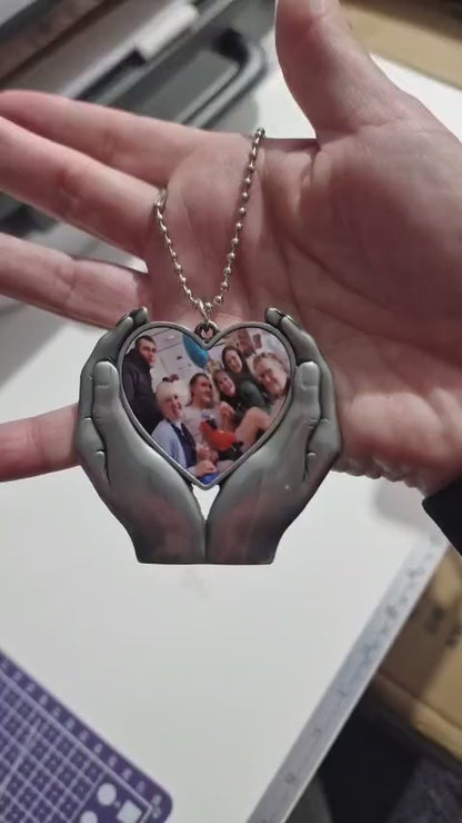 Personalised Photo Memorial Keyring | Angel Wings or Hands Heart Keepsake