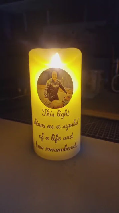 Personalised Memorial LED Candle | Custom Photo & Wording | Remembrance Light