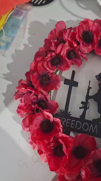 Remembrance Poppy Wreath – Memorial Tribute Wreath - Small 30cm