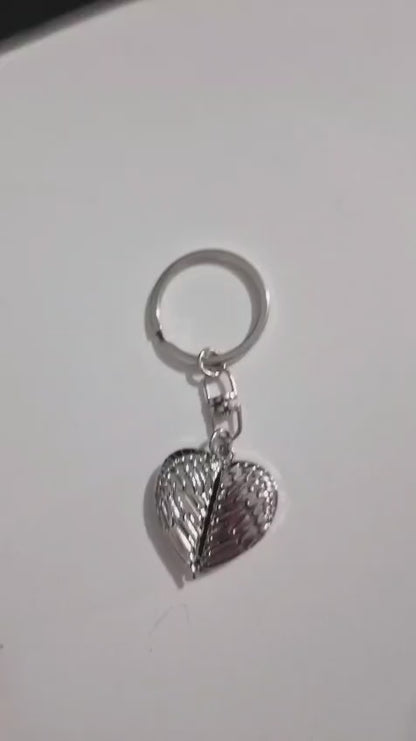 Personalised Angel Wing Photo Keyring | Memorial Heart Keepsake