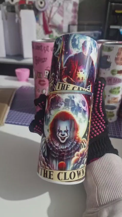 Horror Tarot Inspired Tumbler – 20oz Skinny Stainless Steel Gothic Card Design Cup