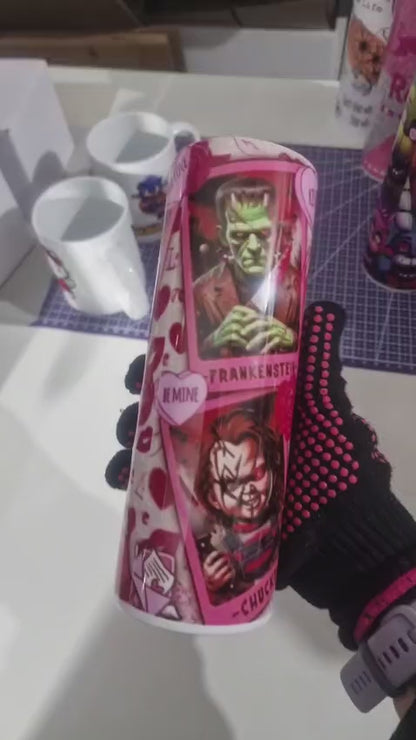 Horror Love Inspired Tumbler – 20oz Skinny Stainless Steel Gothic Valentine Cup
