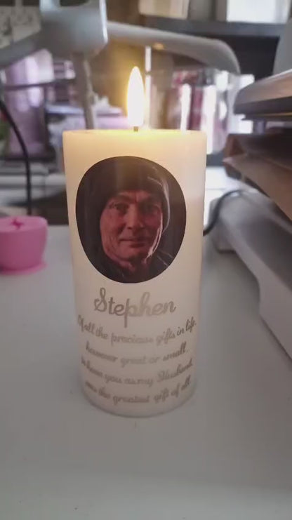 Personalised Memorial LED Candle | Custom Photo & Wording | Remembrance Light