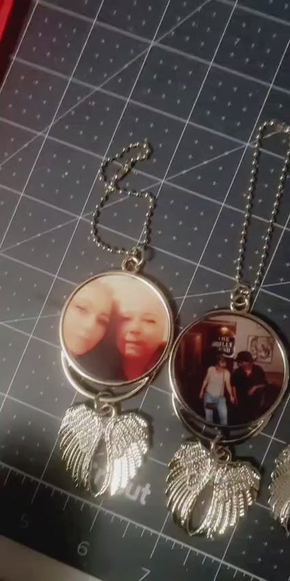 Personalised Photo Memorial Keyring | Angel Wings or Hands Heart Keepsake