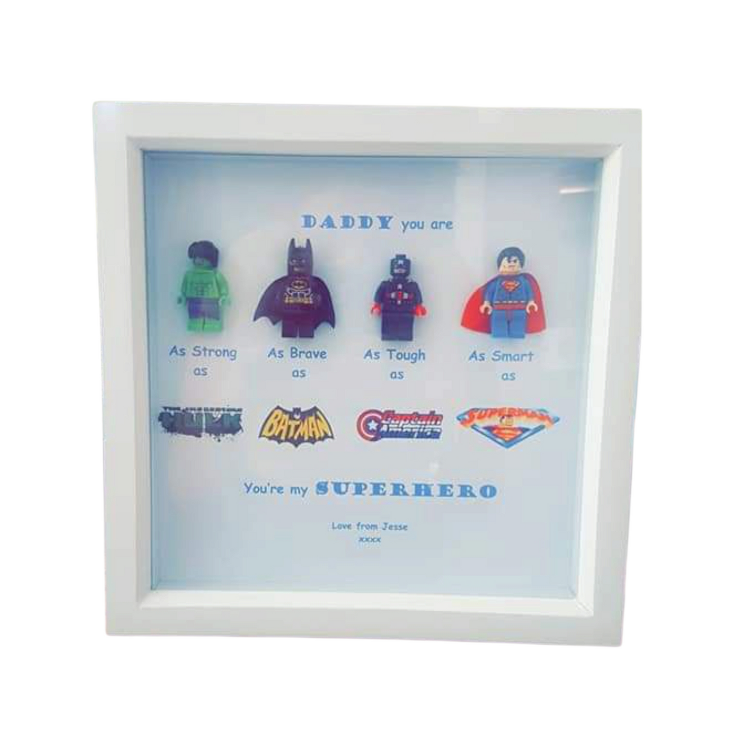 Personalised Superhero Daddy Frame | Custom Dad Gift from Kids | Father’s Day Superhero Print