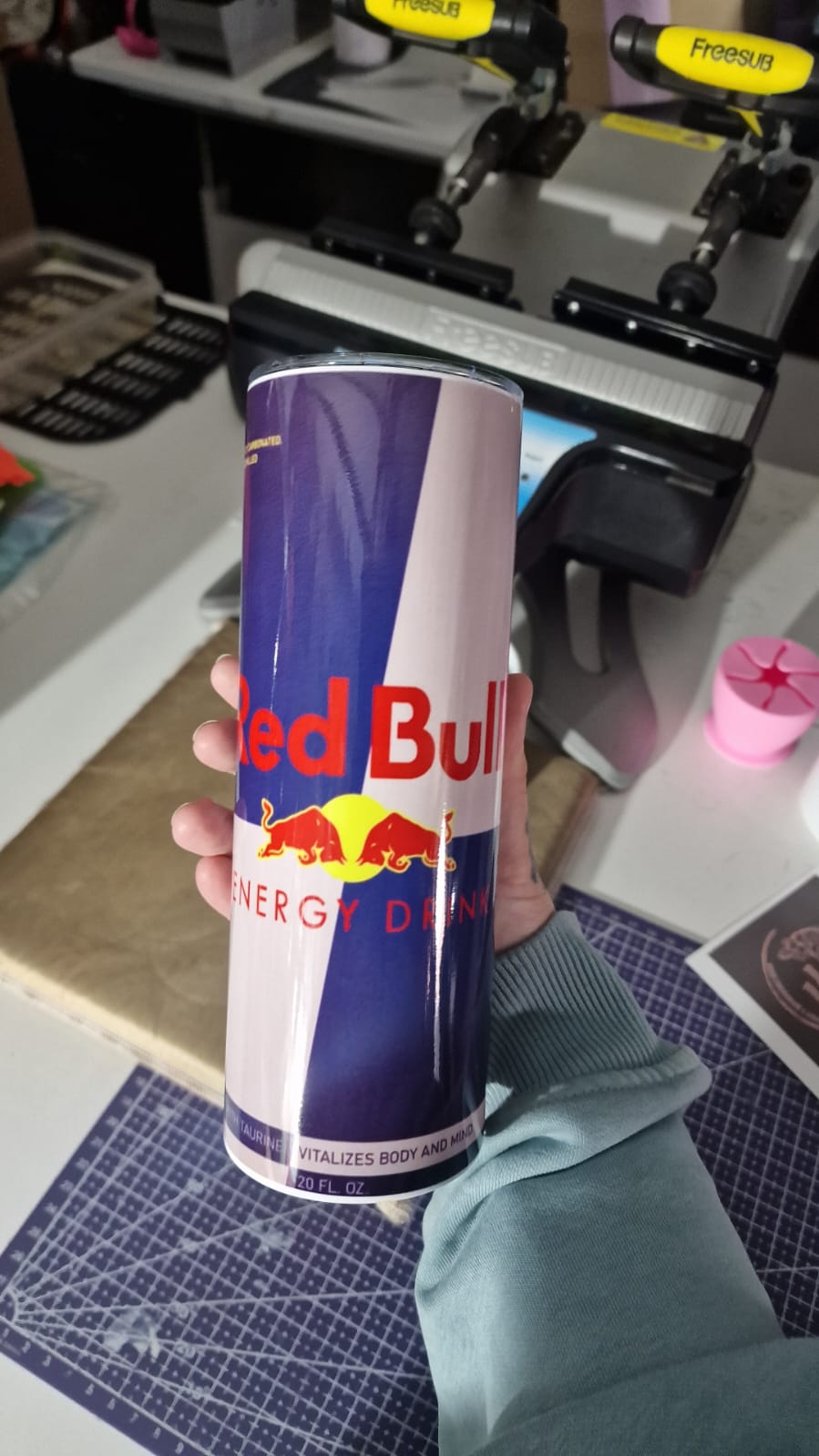 Energy Drink Can Style Tumbler – 20oz Skinny Stainless Steel Cup with Straw