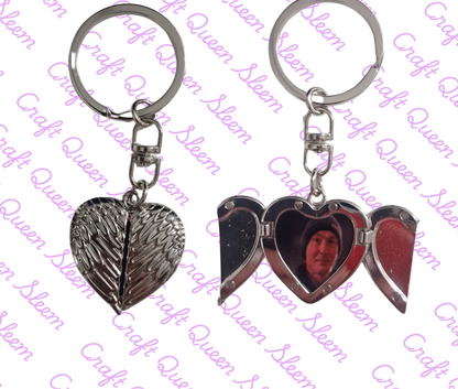 Personalised Angel Wing Photo Keyring | Memorial Heart Keepsake