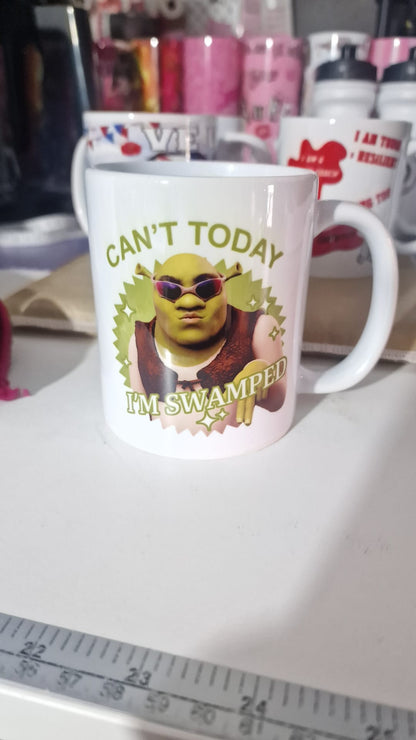 Can’t Today I’m Swamped Funny Ogre Mug | Novelty Coffee Mug