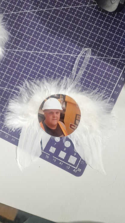 Personalised Angel Wings Photo Memorial Decoration – Christmas Remembrance Ornament